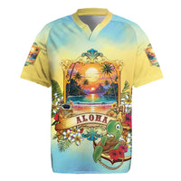 Aloha Hawaii Turtle Rugby Jersey Retro Style LT05 Beige - Polynesian Pride