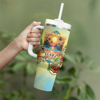 Aloha Hawaii Turtle Tumbler With Handle Retro Style - Polynesian Pride