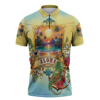 Aloha Hawaii Turtle Zipper Polo Shirt Retro Style LT05 Beige - Polynesian Pride