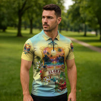 Aloha Hawaii Turtle Zipper Polo Shirt Retro Style LT05 - Polynesian Pride