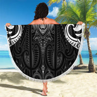 New Zealand Aotearoa Beach Blanket Maori Manta Ray Moko Black - Polynesian Pride