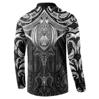 New Zealand Aotearoa Button Sweatshirt Maori Manta Ray Moko Black - Polynesian Pride