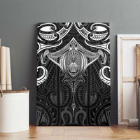 New Zealand Aotearoa Canvas Wall Art Maori Manta Ray Moko Black - Polynesian Pride