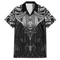 New Zealand Aotearoa Family Matching Puletasi and Hawaiian Shirt Maori Manta Ray Moko Black - Polynesian Pride