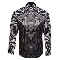 New Zealand Aotearoa Family Matching Short Sleeve Bodycon Dress and Hawaiian Shirt Maori Manta Ray Moko Black - Polynesian Pride