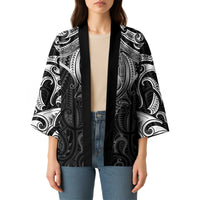 New Zealand Aotearoa Kimono Maori Manta Ray Moko Black - Polynesian Pride