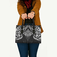 New Zealand Aotearoa Leather Bag Maori Manta Ray Moko Black LT05 Black - Polynesian Pride
