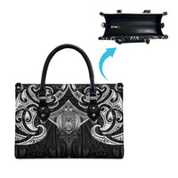 New Zealand Aotearoa Leather Bag Maori Manta Ray Moko Black LT05 - Polynesian Pride