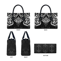 New Zealand Aotearoa Leather Bag Maori Manta Ray Moko Black LT05 - Polynesian Pride