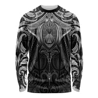 New Zealand Aotearoa Long Sleeve Shirt Maori Manta Ray Moko Black - Polynesian Pride