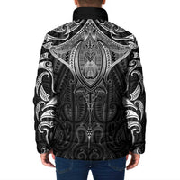 New Zealand Aotearoa Padded Jacket Maori Manta Ray Moko Black LT05 - Polynesian Pride