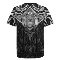 New Zealand Aotearoa Rugby Jersey Maori Manta Ray Moko Black - Polynesian Pride