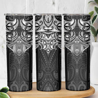 New Zealand Aotearoa Skinny Tumbler Maori Manta Ray Moko Black - Polynesian Pride