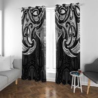 New Zealand Aotearoa Window Curtain Maori Manta Ray Moko Black - Polynesian Pride
