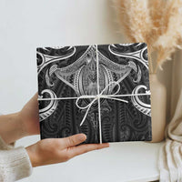New Zealand Aotearoa Wrapping Paper Maori Manta Ray Moko Black - Polynesian Pride