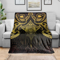 New Zealand Aotearoa Blanket Maori Manta Ray Moko Gold - Polynesian Pride