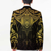 New Zealand Aotearoa Blazer Maori Manta Ray Moko Gold - Polynesian Pride