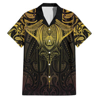 New Zealand Aotearoa Family Matching Mermaid Dress and Hawaiian Shirt Maori Manta Ray Moko Gold - Polynesian Pride
