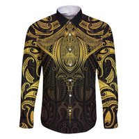 New Zealand Aotearoa Family Matching Puletasi and Hawaiian Shirt Maori Manta Ray Moko Gold - Polynesian Pride
