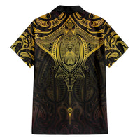 New Zealand Aotearoa Hawaiian Shirt Maori Manta Ray Moko Gold - Polynesian Pride