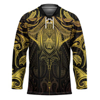 New Zealand Aotearoa Hockey Jersey Maori Manta Ray Moko Gold - Polynesian Pride