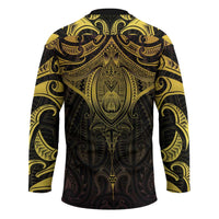 New Zealand Aotearoa Hockey Jersey Maori Manta Ray Moko Gold - Polynesian Pride
