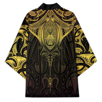 New Zealand Aotearoa Kimono Maori Manta Ray Moko Gold - Polynesian Pride