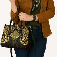 New Zealand Aotearoa Leather Bag Maori Manta Ray Moko Gold LT05 - Polynesian Pride