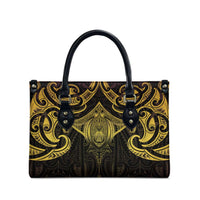 New Zealand Aotearoa Leather Bag Maori Manta Ray Moko Gold LT05 - Polynesian Pride
