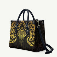 New Zealand Aotearoa Leather Bag Maori Manta Ray Moko Gold LT05 - Polynesian Pride