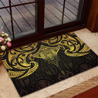 New Zealand Aotearoa Rubber Doormat Maori Manta Ray Moko Gold - Polynesian Pride