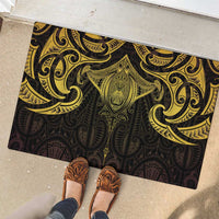 New Zealand Aotearoa Rubber Doormat Maori Manta Ray Moko Gold - Polynesian Pride