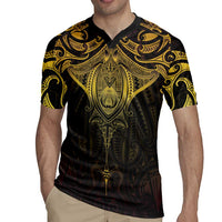 New Zealand Aotearoa Rugby Jersey Maori Manta Ray Moko Gold - Polynesian Pride