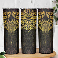 New Zealand Aotearoa Skinny Tumbler Maori Manta Ray Moko Gold - Polynesian Pride