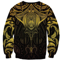 New Zealand Aotearoa Sweatshirt Maori Manta Ray Moko Gold LT05 - Polynesian Pride
