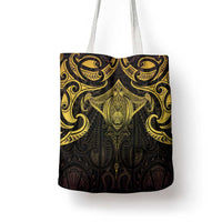 New Zealand Aotearoa Tote Bag Maori Manta Ray Moko Gold LT05 - Polynesian Pride