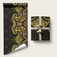 New Zealand Aotearoa Wrapping Paper Maori Manta Ray Moko Gold - Polynesian Pride