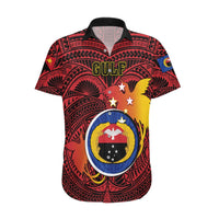 Personalized Papua New Guinea Gulf Province Hawaiian Shirt Mix Coat Of Arms Polynesian Pattern LT05 Red - Polynesian Pride