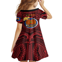 Personalized Papua New Guinea Gulf Province Kid Short Sleeve Dress Mix Coat Of Arms Polynesian Pattern LT05 - Polynesian Pride
