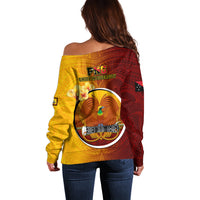 Papua New Guinea Western Province Off Shoulder Sweater Mix Coat Of Arms Polynesian Pattern LT05 - Polynesian Pride