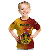 Personalized Papua New Guinea Madang Province Kid T Shirt Mix Coat Of Arms Polynesian Pattern LT05 Yellow - Polynesian Pride