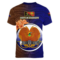 Papua New Guinea Manus Province Women V Neck T Shirt Mix Coat Of Arms Polynesian Pattern LT05 - Polynesian Pride