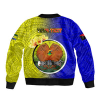 Personalized Papua New Guinea Morobe Province Bomber Jacket Mix Coat Of Arms Polynesian Pattern LT05 - Polynesian Pride