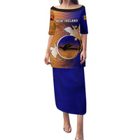 Personalized Papua New Guinea New Ireland Province Family Matching Puletasi Dress and Hawaiian Shirt Mix Coat Of Arms Polynesian Pattern LT05 Mom's Dress Blue - Polynesian Pride