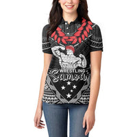 Custom Samoa Wrestling Women Polo Shirt Samoan Wrestler Ulafala Style