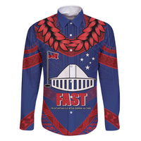 Personalised FAST Party Samoa Family Matching Off Shoulder Short Dress and Hawaiian Shirt Samoan Coat Of Arms Ulafala Style