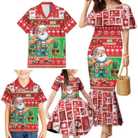 Mele Kalikimaka Hawaii Christmas Family Matching Mermaid Dress and Hawaiian Shirt Funny Santa 67 Gen Alpha Slang - Polynesian Pride