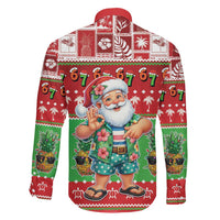 Mele Kalikimaka Hawaii Christmas Family Matching Off The Shoulder Long Sleeve Dress and Hawaiian Shirt Funny Santa 67 Gen Alpha Slang - Polynesian Pride
