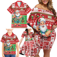 Mele Kalikimaka Hawaii Christmas Family Matching Off Shoulder Short Dress and Hawaiian Shirt Funny Santa 67 Gen Alpha Slang - Polynesian Pride