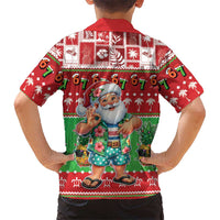 Mele Kalikimaka Hawaii Christmas Family Matching Short Sleeve Bodycon Dress and Hawaiian Shirt Funny Santa 67 Gen Alpha Slang - Polynesian Pride